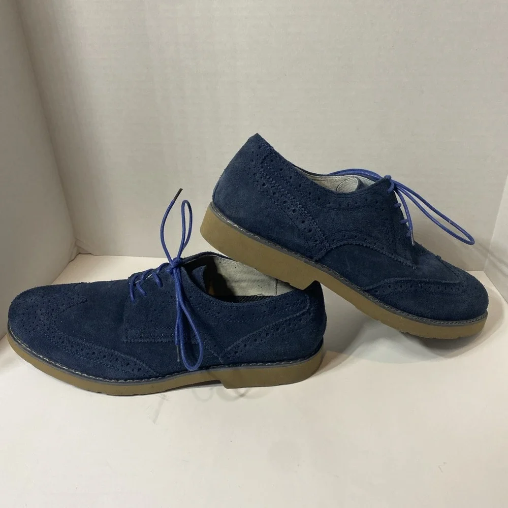 Express Wing Tip Oxford Shoes Chalk Suede Blue Soles Mens‎ 10.5